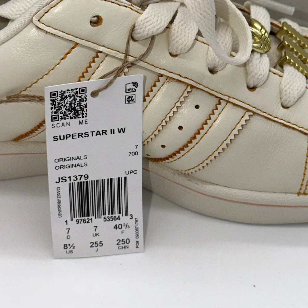Adidas Women's Superstar II W Shoes JS1379 Size 8.5 Off White Gold Metallic NWT